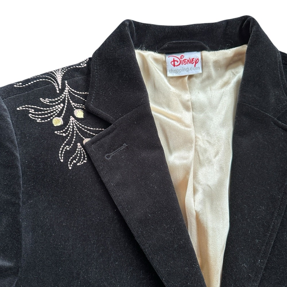 Disney Tinker Bell Velvet Blazer Womens Small Black Embroidered Limited Edition - Picture 3 of 9